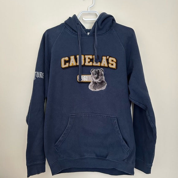 Cabela's Blue Hoodie with Bear Graphic - Picture 1 of 6